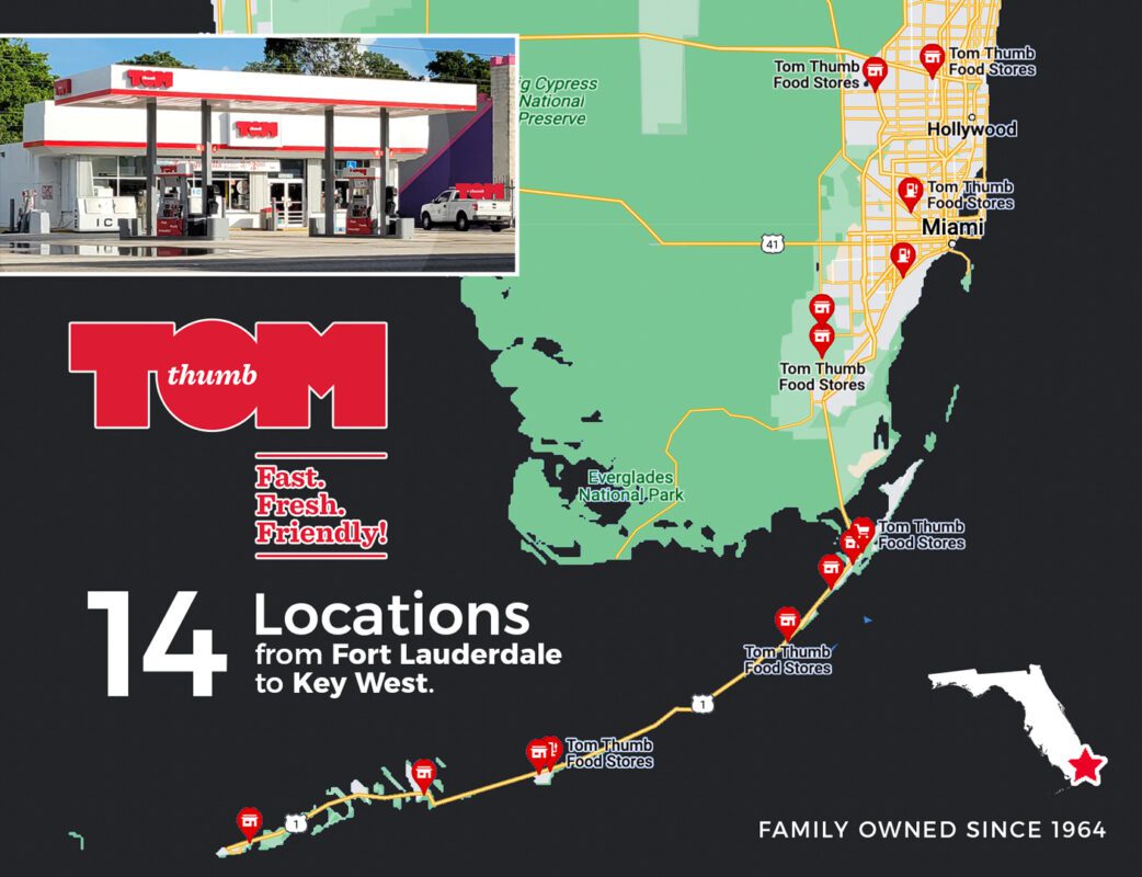Tom Thumb Food Stores operates 14 Locations from Fort Lauderdale to Key West